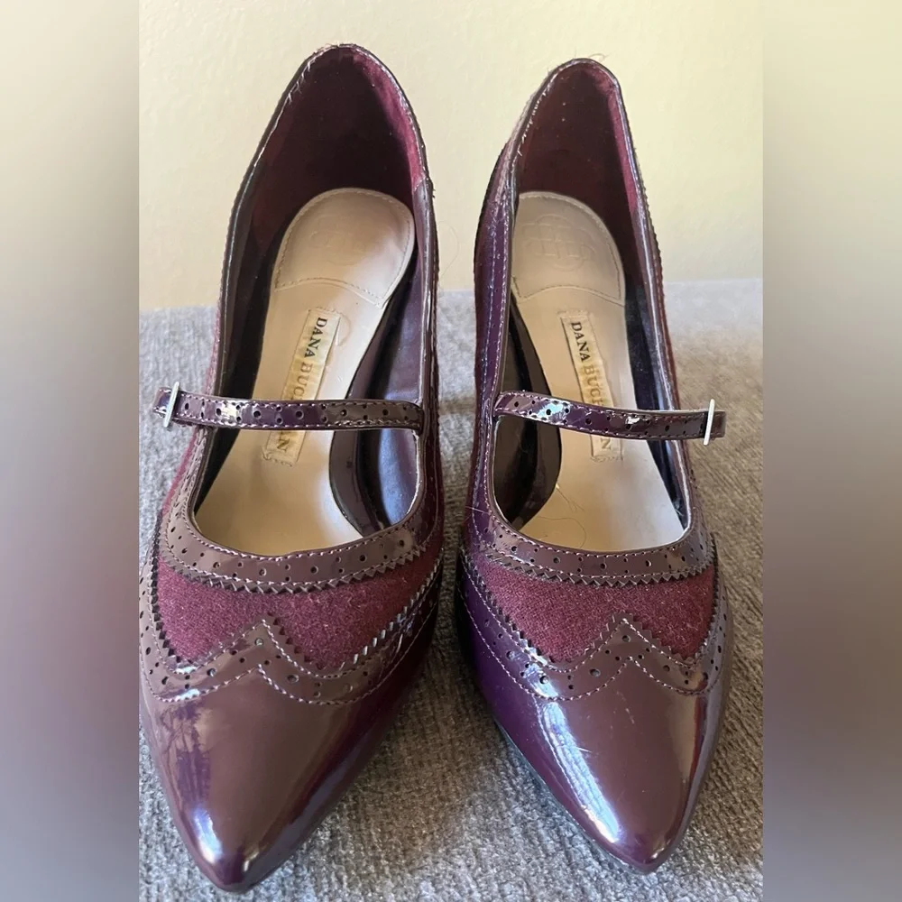 Women's Plum Burgundy Mary Jane Shoes - Picture 2 of 9
